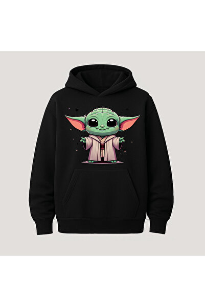 SVART WEAR Hanorac cu glugă și mânecă lungă din bumbac, cu imprimeu Baby Yoda...