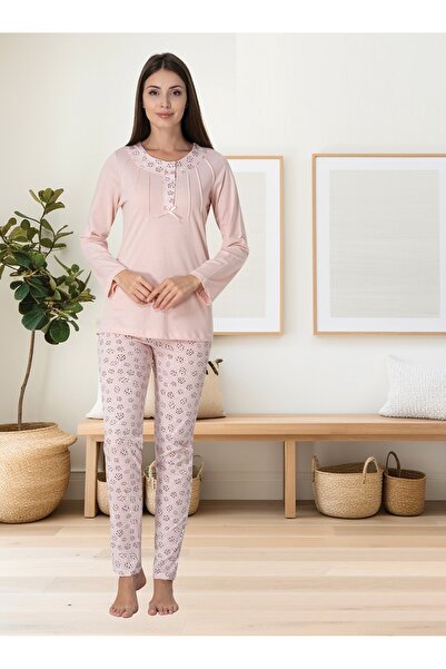 by İGP Set de pijamale cu mâneci lungi din bumbac roz pentru femei, de dimensiuni mari, Effortt