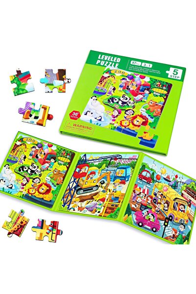 Picodino Magnetic puzzles for children aged 4 to 8, 3 in 1 puzzle book