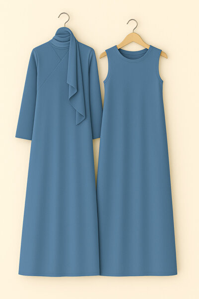 Misue Handmade Namaz Elbisesi ve İç Elbise Takımı, 3lü Set Mevlüt Elbisesi, Tesettür Sabahlık Seti, Şal Hediyeli