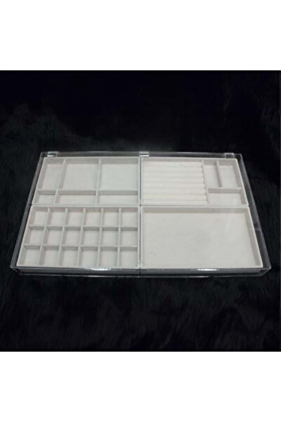 GOTA 4-Piece Jewelry Drawer Organizer with Acrylic Box and Beige Velvet