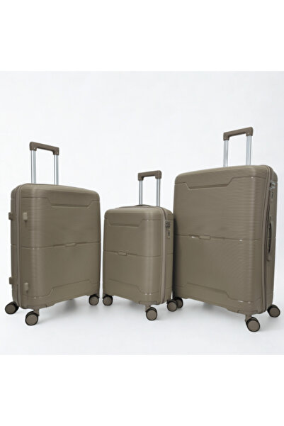 carbon Unbreakable 🔨 3-Piece Travel Luggage Set - Khaki