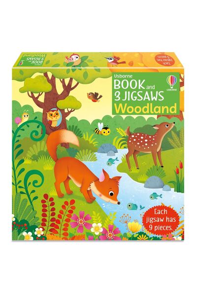 Usborne Publishing Set puzzle si carte - Carte și 3 puzzle-uri: Pădure, Usborne