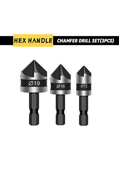 Choice1 3PCS Hexagonal Shank Countersink Drill Bit 3Pcs Chamfer 90°Carbon Ste...