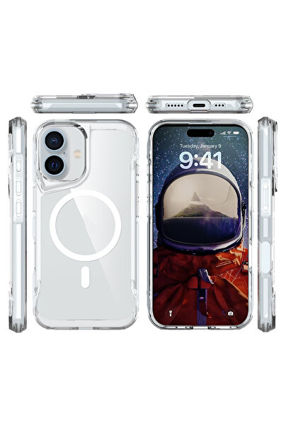 UnDePlus Case Compatible with Magsafe for Apple iPhone 17 Hard Transparent T-Max Cover with Stand