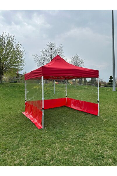 SEVİLBRANDA 3X3 mt KATLANIR ÇARDAK 3 KENAR ŞEFFAF PERDELİ