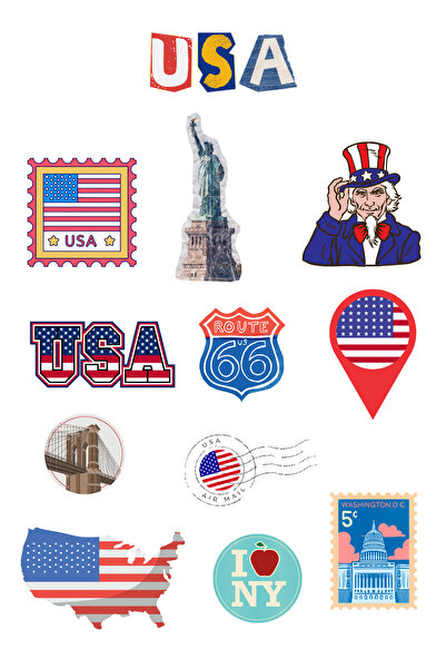ANSHA CRAFTS Amerika (ABD-US) Sticker Seti Bullet Journal - Ajanda - Defter- ...