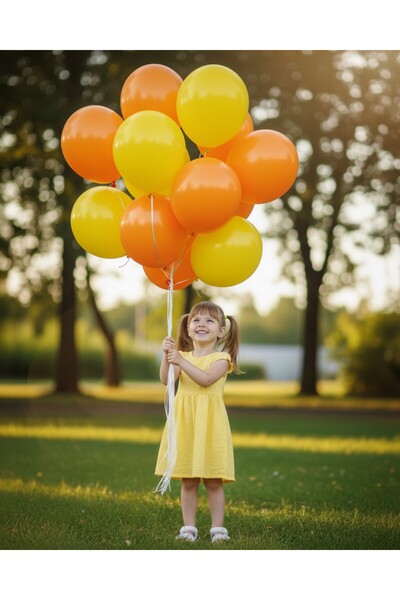 Evabrite بالون كبير الحجم 12 بوصة بلون برتقالي وأصفر عالي الجودة 50 قطعة - زي...