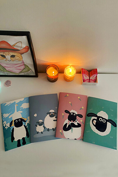 İnci Rüyası Hediyelik 4-Piece Stapled Notebook with Shaun the Sheep Design - Unlined, A5, Notepad, 30 Sheets