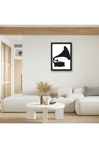 RS JANTİ STORE Imprimare UV pentru pictură cu siluetă de gramofon |   Decor muzical retro minimalist 15x20 20x30