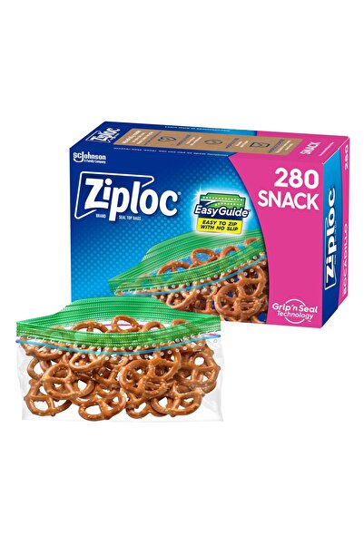 ziploc أكياس الوجبات الخفيفة مع نسيج EasyGuide و Grip 'N Seal، 280 قطعة