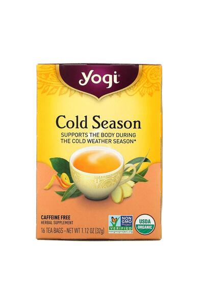 Yogi Tea عبوة من 6 أكياس شاي موسم البرد - خالية من الكافيين - 16 كيس شاي