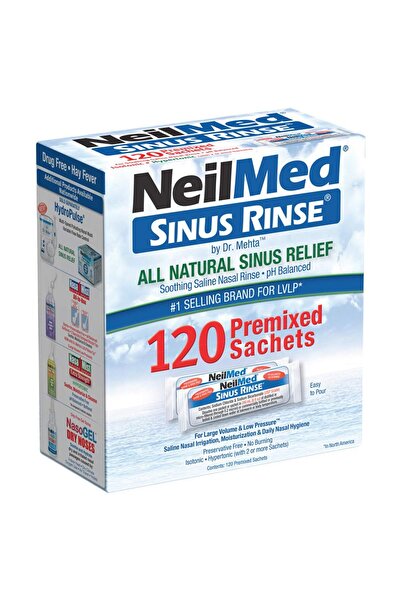 NeilMed عبوات إعادة تعبئة مسبقة الخلط لمحلول شطف الجيوب الأنفية 100 قطعة.