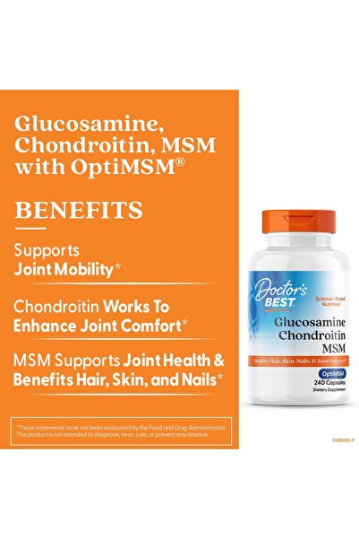 Doctor's Best Glucosamine Chondroitin MSM Capsules, Supports Joint Health, 240 Count