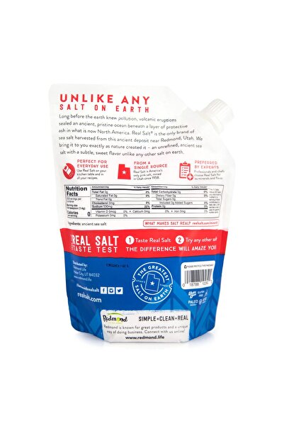 Redmond Real Sea Salt - Natural Unrefined Gluten Free Fine, 26 Ounce Pouch (1 Pack)