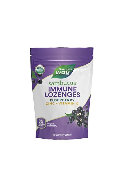 Nature's Way Sambucus Immune Lozenges, Zinc & Vitamin C, Organic Elderberry, 24 Lozenges