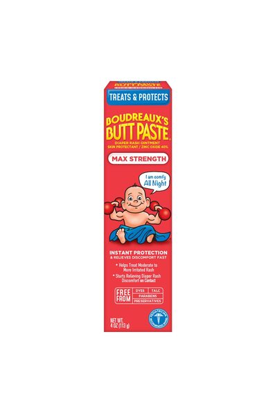Boudreaux's Butt Paste كريم طفح الحفاضات فائق القوة، مرهم للأطفال، أنبوب 4 أونصة
