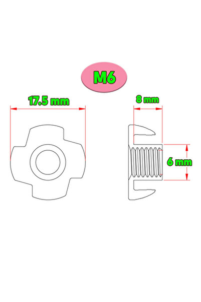 BRATİ HAND TOOLS Çakma Ağaç Somunu M6 Çinko (10 Adet)