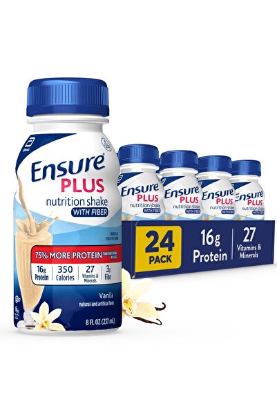Ensure Plus Vanilla Nutrition Shake With Fiber, 16g Protein, 27 Vitamins & Mi...