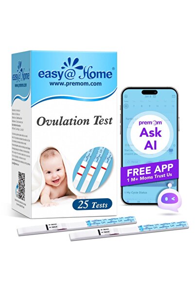 Easy Home sa شرائط اختبار التبويض، عبوة من 25 قطعة مع تطبيق Premom