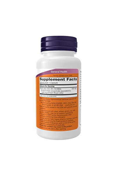 Now Foods Royal Jelly 1500mg Caps. 60's Freeze Dried
