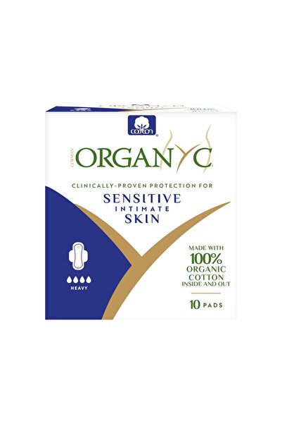 Organyc فوط صحية نسائية من القطن العضوي المعتمد بنسبة 100% - تدفق كثيف، 10 قطع (عبوة من قطعة واحدة) (B003ART1JG)