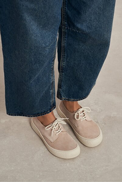 NİŞANTAŞI SHOES Space Ten Genuine Leather Suede Lace-Up Casual Sneaker Women's Shoes