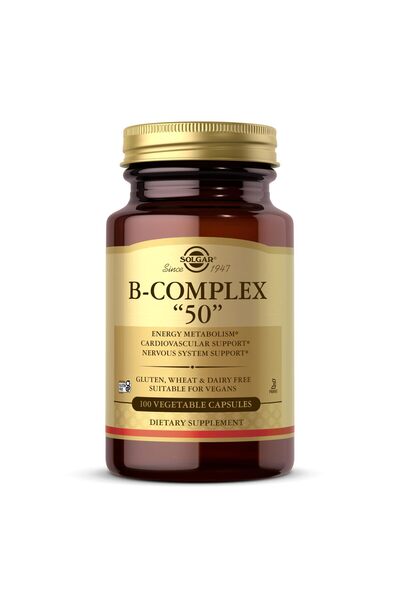 Solgar B-Complex 50, 100 Vegan Capsules - Energy & Heart Support, Non-GMO