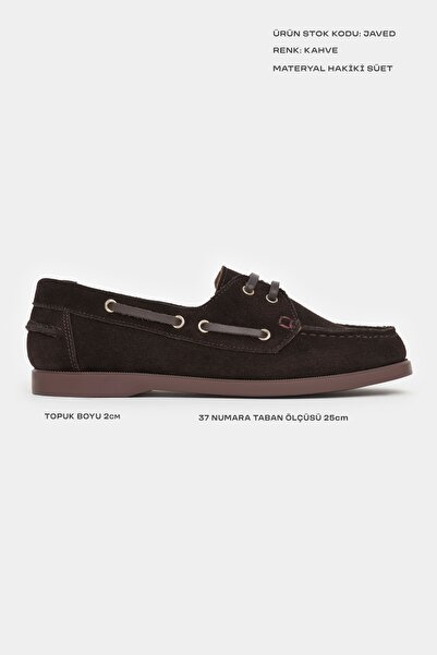 NİŞANTAŞI SHOES Javed Кафе Справжня шкіра Замша Плоска підошва Шнурівка Мокасини Лоафер Жіноче взуття
