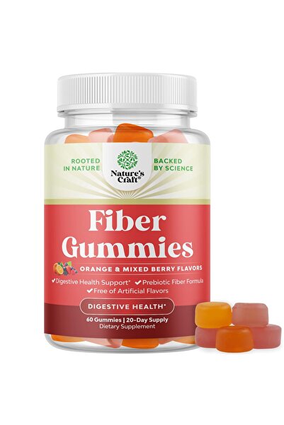 Natures Craft حلوى جيلاتينية لذيذة غنية بالألياف الحيوية للبالغين - نباتية، ت...