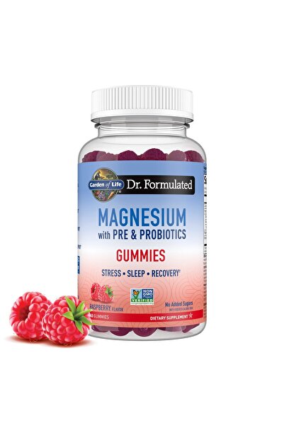 GARDEN OF LIFE Vegan Magnesium Citrate Gummies with Prebiotics & Probiotics for Stress & Sleep, Raspberry, 60 Count