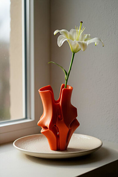 N NOXXO Vază cu design modern, artistic, abstract, culoare cupru | Vază decorativă cu flori pentru birou acasă | Opțiune de diferite dimensiuni