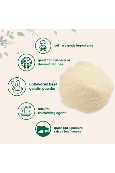 Micro ingredients Beef Gelatin Powder, 2lb | Grass-Fed, Unflavored for Cooking & Baking | Rich in Protein & Collagen