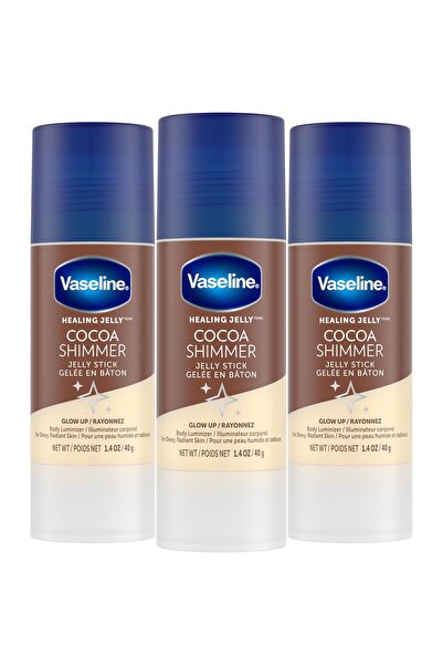 Vaseline Cocoa Shimmer Jelly Stick - Non-Greasy Moisturizer, 1.4 Oz, 3-Pack