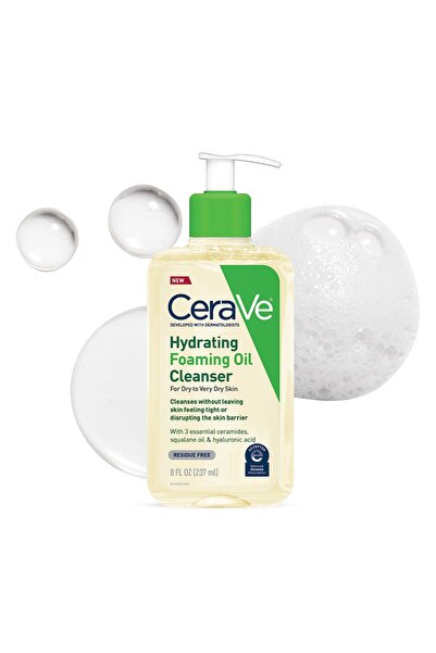 CeraVe Hydrating Foaming Oil Cleanser with Squalane & Hyaluronic Acid for Dry...