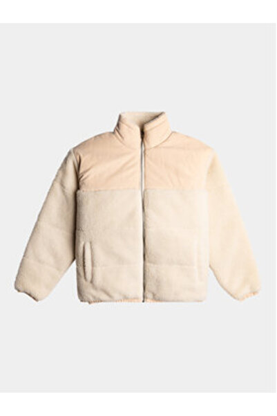 Roxy Γυναικείο Παλτό από Δέρμα Προβάτων ERJJK03569 Μπεζ