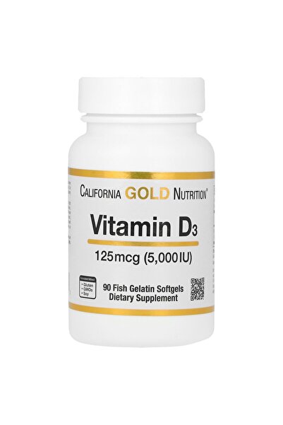 California Gold Nutrition Vitamin D3 Supplement for Bones, Teeth & Immunity - 125 mcg (5,000 IU) - 90 Softgels