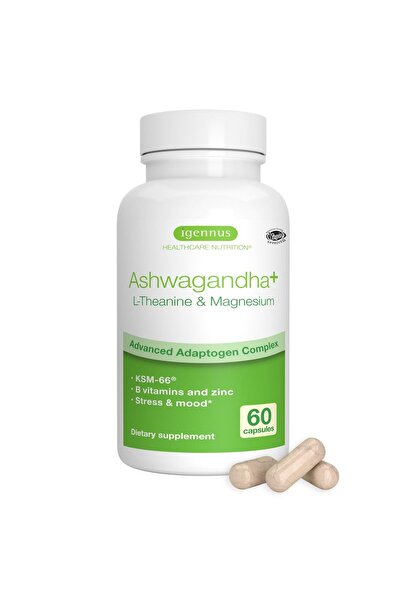 Igennus Healthcare Nutrition إيجينوس، أشواغاندا عالية القوة، إل-ثيانين، وماغن...