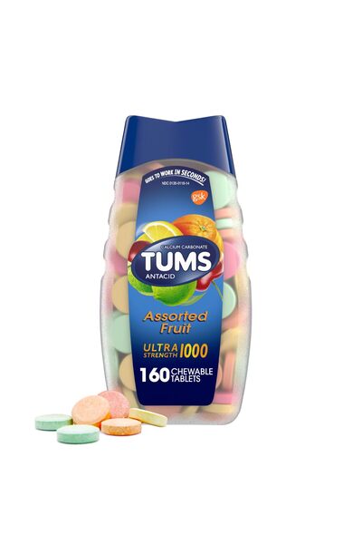 Tums Ultra Strength Chewable Antacid Tablets, Assorted Fruit - 160 Count