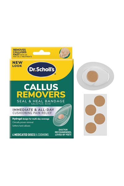 Dr. Scholl's ضمادة إزالة الجلد الميت والشفاء مع هيدروجيل، 4 قطع