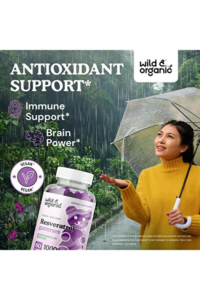 Wildfin Resveratrol Gummies 1000mg - Antioxidant, Brain & Immune Support - 60 Vegan