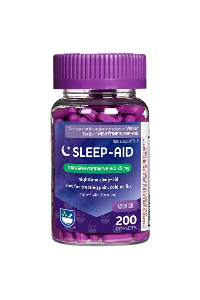 Rite Aid Natural Sleep Aid, Diphenhydramine HCl 25mg, 200 Caplets