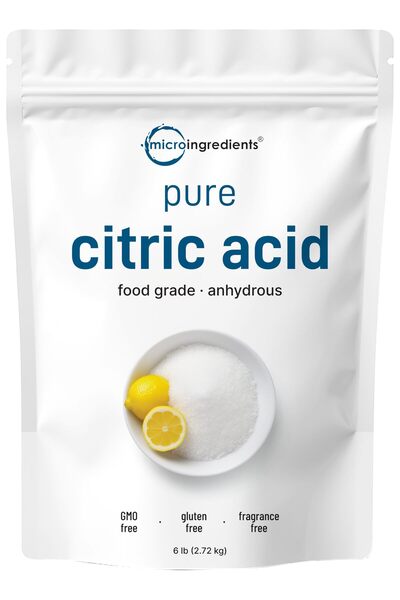 Micro ingredients حمض الستريك، 6 أرطال، مسحوق ناعم صالح للأكل، للطهي والتنظيف...