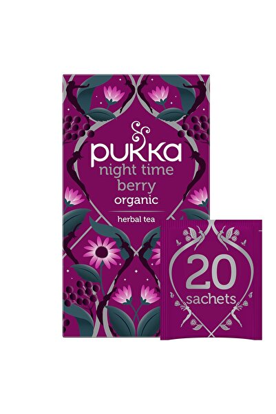 Pukka Organic Night Time Berry Herbal Tea with Chamomile & Elderberry, Caffei...