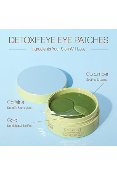 pixi DetoxifEYE Depuffing Hydrogel Under-Eye Patches with Cucumber, Hyaluronic Acid & Caffeine, 30 pairs