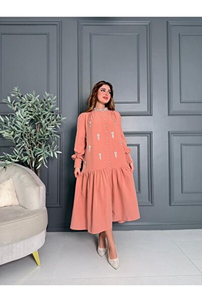 Generic Warm peach pink dress.