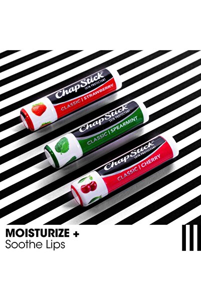 ChapStick Lip Care Set, Classic Collection 3-Pack – Spearmint, Cherry, and Strawberry Lip Balm, 0.15 Ea