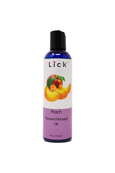 LICK زيت تدليك دافئ بنكهة الخوخ، صالح للأكل، مع فيتامين هـ وزيت جوز الهند وزي...