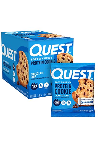 Quest كوكيز بروتين رقائق الشوكولاتة، 15 غرام بروتين، كيتو، 12 قطعة
