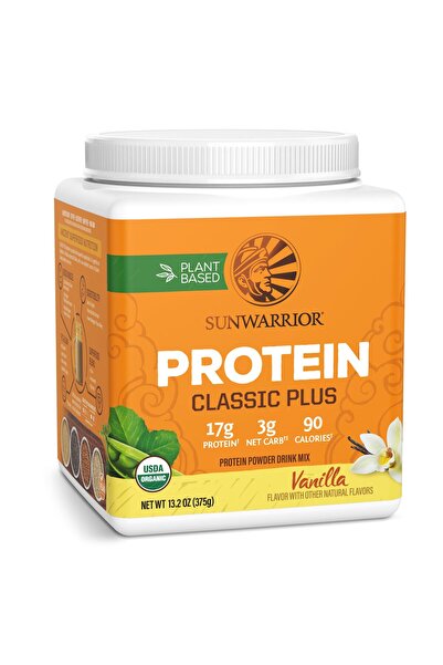 Sunwarrior مسحوق بروتين عضوي نباتي مع أطعمة فائقة الجودة، بنكهة الفانيليا، 15...